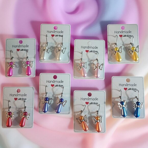 2 for $12 Angel Earrings with Leverback Hoops Christmas Angel - Picture 1 of 16